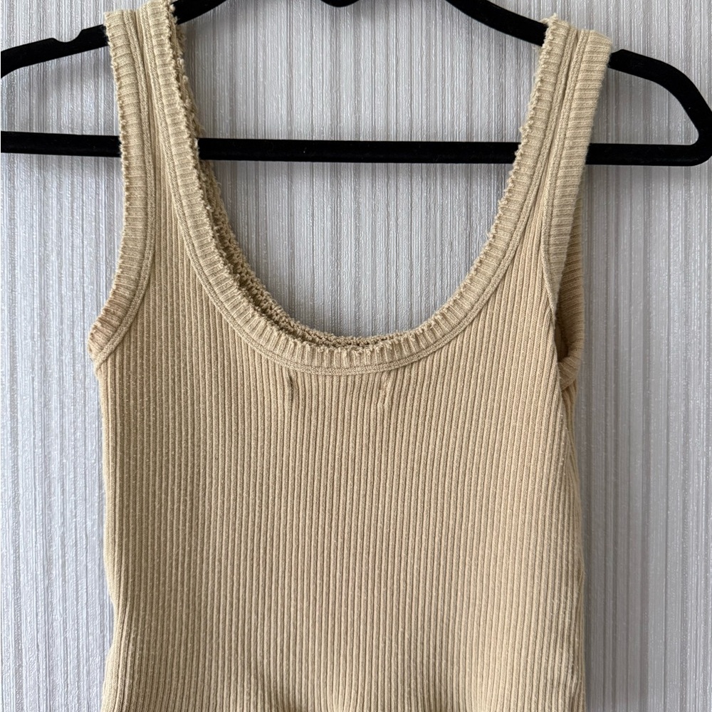 Urban Outfitters Ribbed Scoop Tank Top in Light Beige - Picture 2 of 3